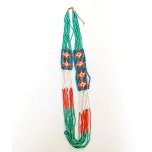 Vintage Southwest Boho Multi strand Beaded Necklace Santa Fe